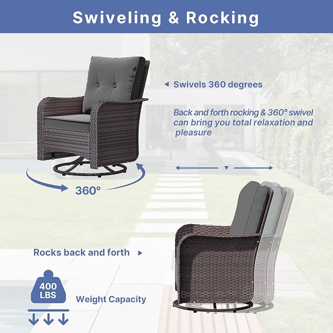 ALAULM Outdoor Swivel Rocking Chairs Set of 2 - Image 6