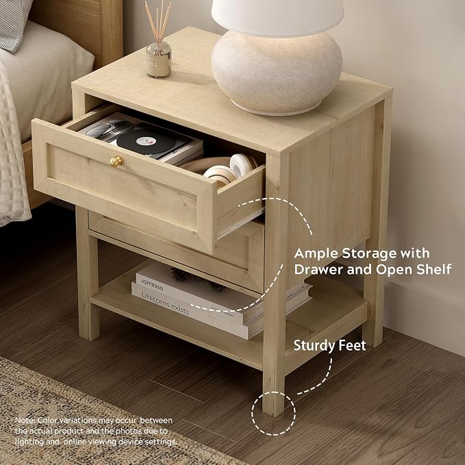 EYYTHUNG Farmhouse Nightstand Set of 2, Wooden Farmhouse Floor Night Stand - Image 3