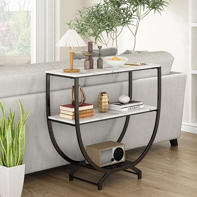 GILLAS 3 Tier Console Tables, Sofa Table Behind Couch Table, Industrial - Image 8