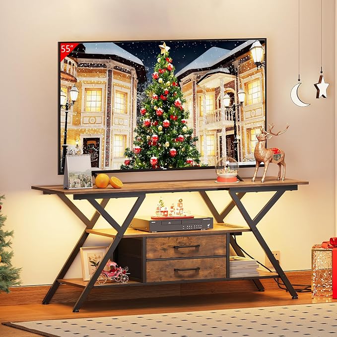 Simoretus TV Stand with Power Outlet and LED Lights, Fits TVs up to 65” - Image 9