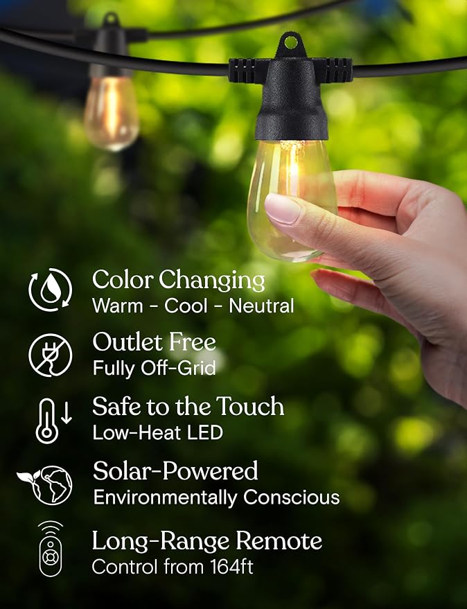 Brightech 104 FT Ambience Pro Solar Powered Outdoor LED String Lights - Image 7