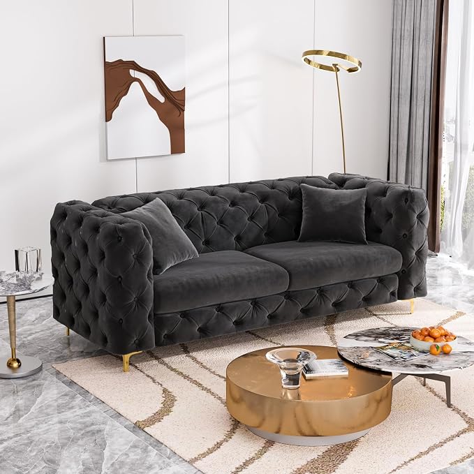 DAMAIFROM 75" Sofa Couch Mid Century Modern Velvet Couch Tufted Button Sofa by DAMAIFROMFURNITURE