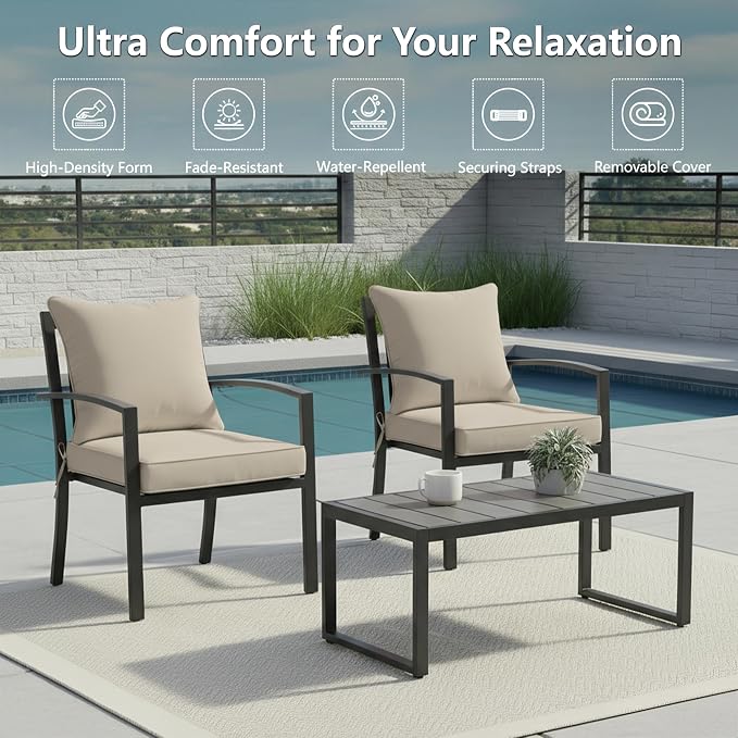 19x19 Inch Patio Chair Cushions Set of 2, Outdoor Furniture Cushions - Image 2