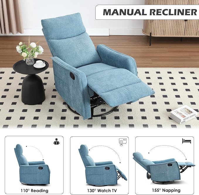 Trustyue Swivel Rocker Recliner Chair, 360° Swivel Recliner - Image 6
