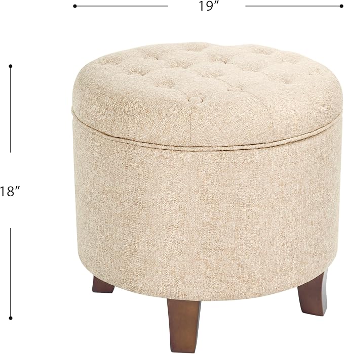 HomePop by Kinfine Fabric Upholstered Round Storage Ottoman - Image 3