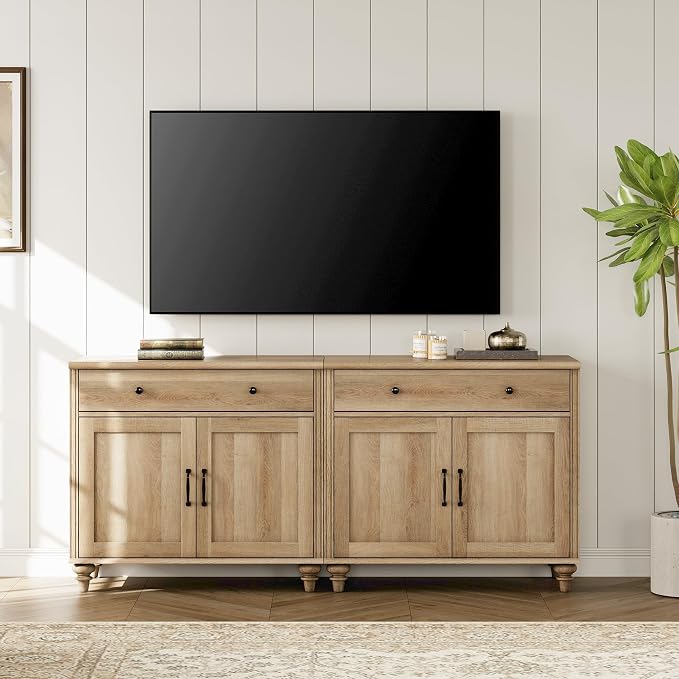 WAMPAT Farmhouse TV Stand for 75 inch TV by WAMPAT
