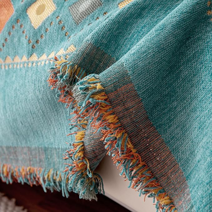 DREAMINGO Teal Boho Couch Cover Western Sofa Covers - Image 6