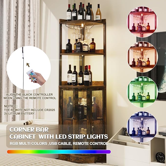 EOYUTLLY Corner Bar Cabinet - Image 4