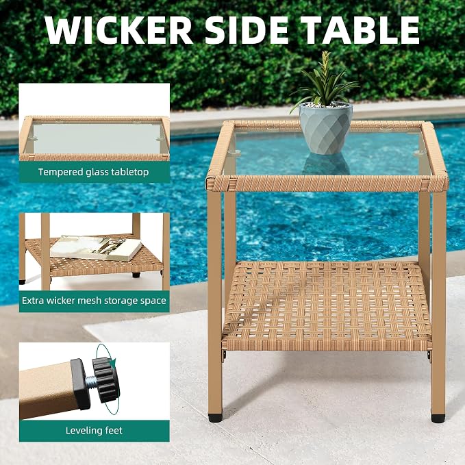 YITAHOME 3 Pieces Patio Wicker Rocking Chair Set, Outdoor Patio Furniture Set - Image 6