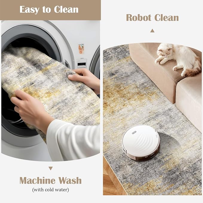 3x6 Washable Kitchen Runner Rug: Modern Abstract Runners - Image 4