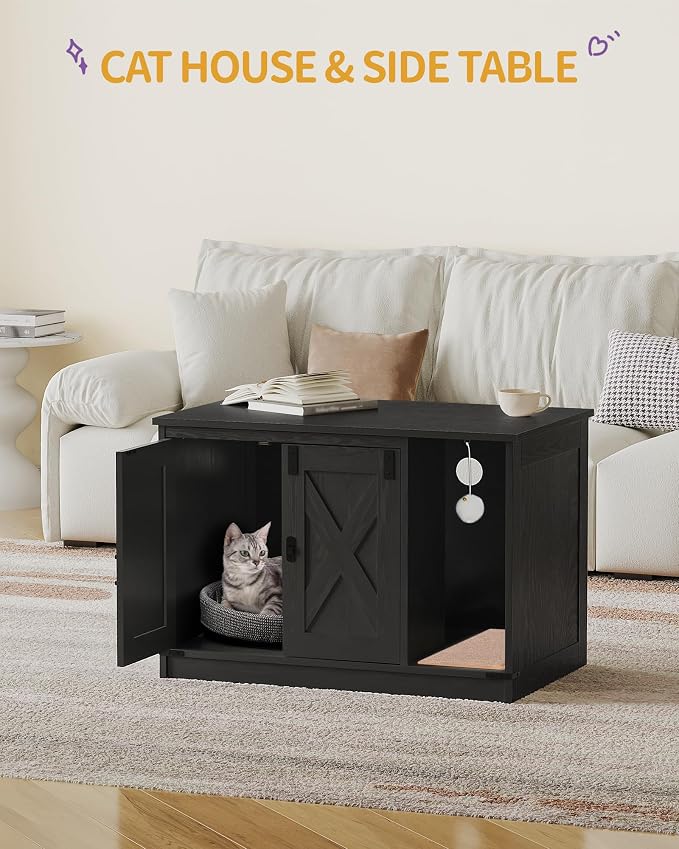 Hzuaneri Cat Litter Box Enclosure, Hidden Litter Box Cabinet Furniture - Image 2