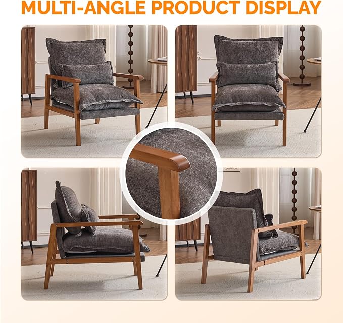 VINGLI Mid-Century Modern Cloud Accent Armchair - Image 3