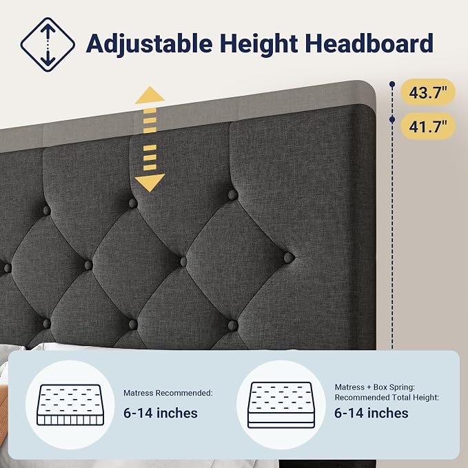 Allewie Upholstered King Size Platform Bed Frame - Image 4