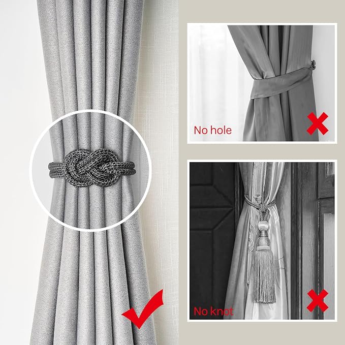 NICEEC 2 Pack Mini Magnetic Curtain Tiebacks Nordic Simple Style Drape Tie - Image 2