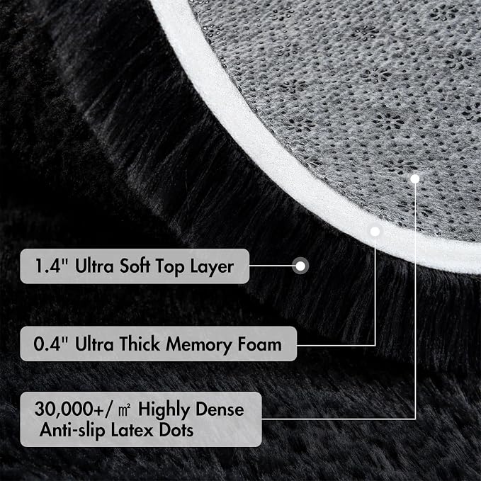 5x7 Ft Shag Black Rug for Bedroom, Tie Dyed Ultra Soft Fluffy Furry Area Rugs - Image 9