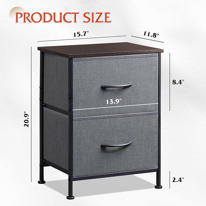 WLIVE Night Stand Set 2, Dresser and Nightstand Sets, Small Dresser - Image 3