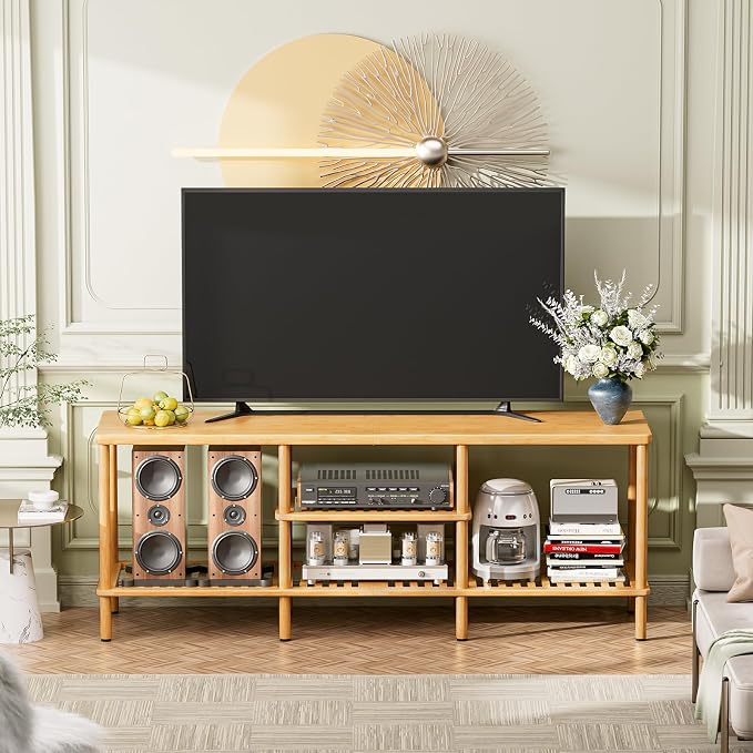 Amazer Bamboo TV Stand for 60 65 Inch TV, Entertainment Center - Image 7