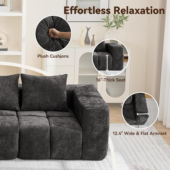 119" Boneless Couch, Oversized Cloud L Shaped Couch, Modular Sectional 4 Seater - Image 5