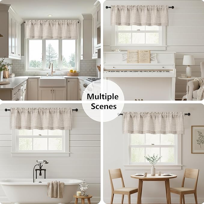 OWENIE Linen Valances for Windows 1 Pcs 24 Inch Length, Light Filtering - Image 7