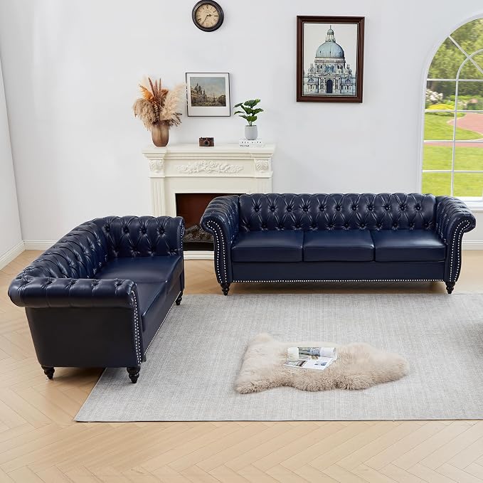 QHITTY 2 Piece Living Room Set, Sectional Chesterfield Sofa Contemporary - Image 6