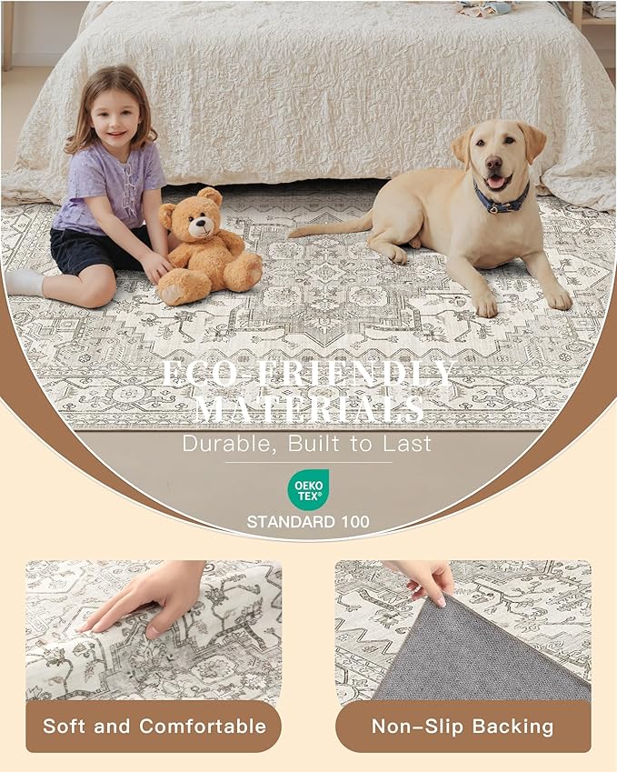Madane 6x9 Area Rugs for Living Room, Stain Resistant Washable Rugs, Non-Slip - Image 5
