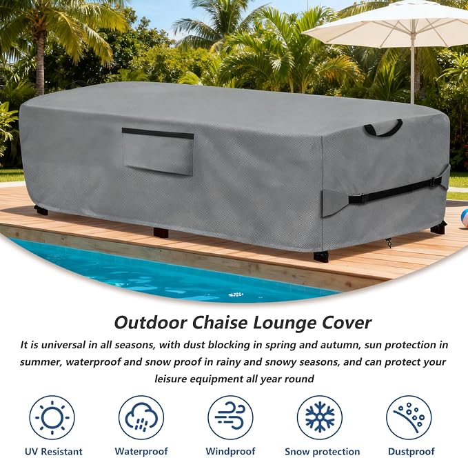Waterproof Patio Lounge Chair Cover 2 Pack, Heavy Duty 600D Waterproof Outdoor - Image 4