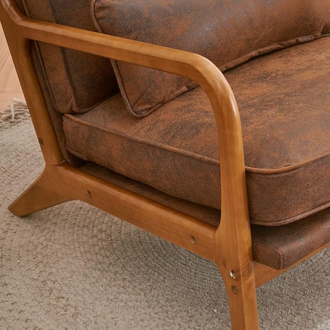 VINGLI Microfiber Rustic Comfy Accent Chair, Mid Century Modern Lounge Armchair - Image 7
