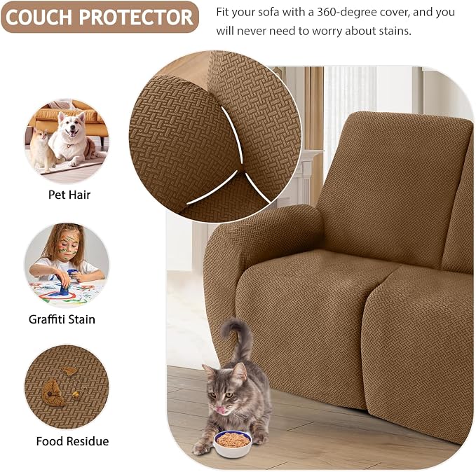 ALIECOM 100% Waterproof Recliner Sectional Couch Covers L Shape Stretch Corner - Image 6