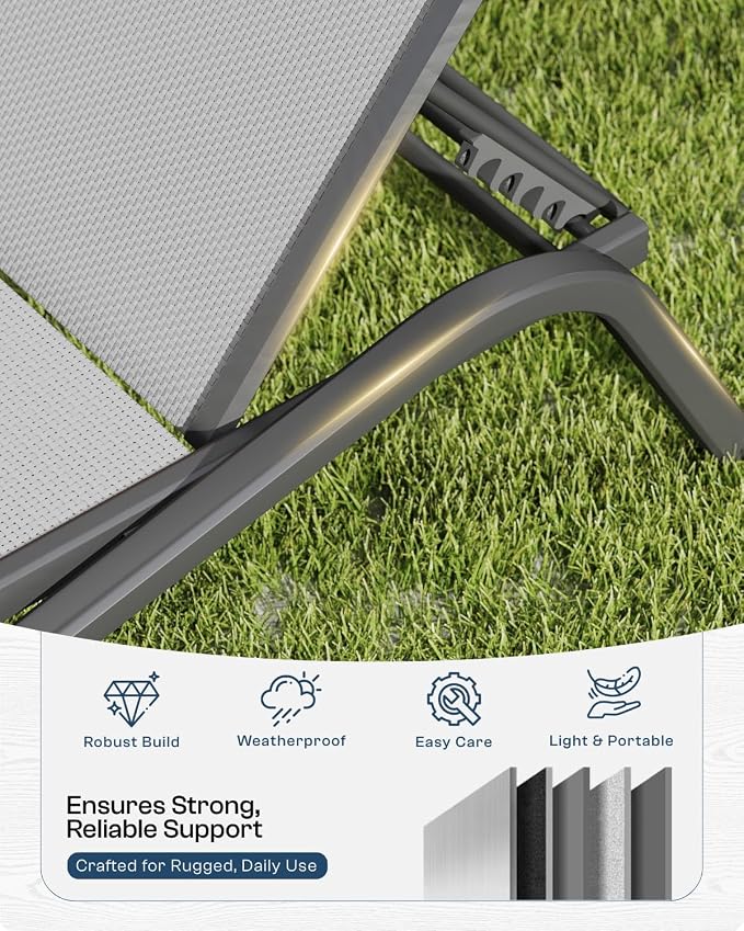 Adjustable Patio Chaise Lounge Chair, Outdoor Pool Lounger - Image 3