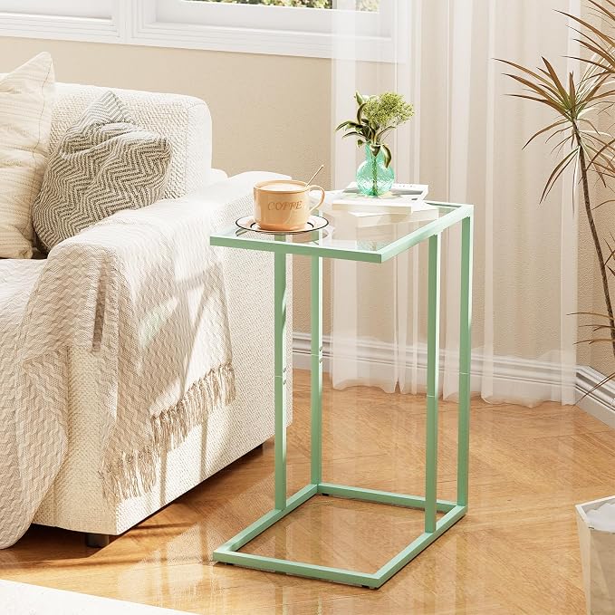 Easy Paws C Shaped Table, Glass Side End Table - Image 2