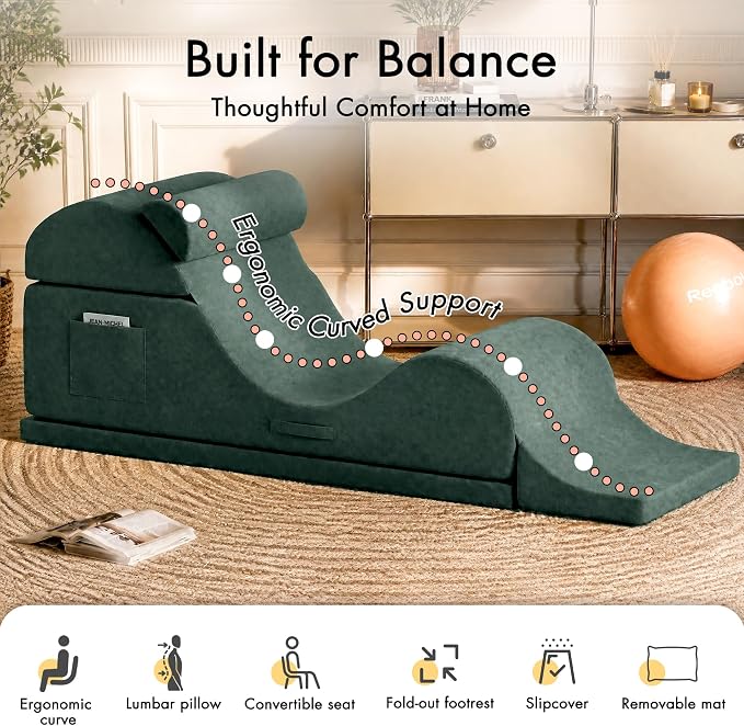 Convertible Yoga Chair for Adults, Ergonomic Foam Lounge - Image 5