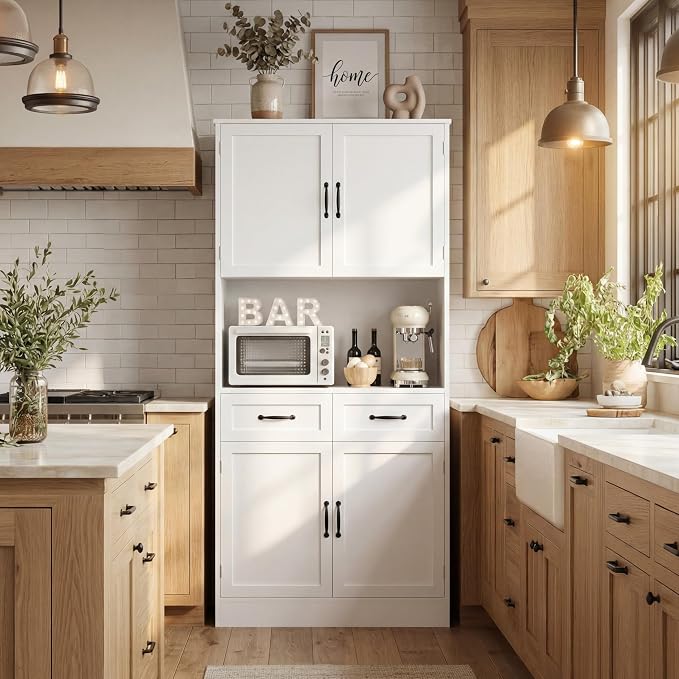 HOSTACK 71“ Tall Kitchen Pantry Storage Cabinet, Modern Kitchen Hutch Bar - Image 4