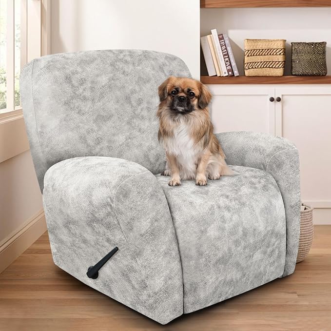 ANARACHON Recliner Chair Covers Leather Look, 4 Pieces Recliner Covers Non Slip - Image 2