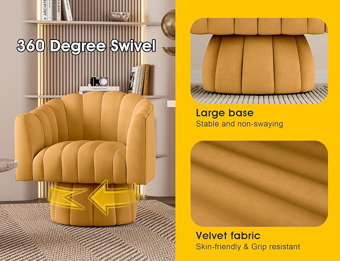 Dewhut Swivel Accent Chair, 360° Swivel Barrel Chair - Image 7