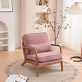 VINGLI Linen Pink Comfy Accent Chair, Mid Century Modern Lounge Armchair by VINGLI
