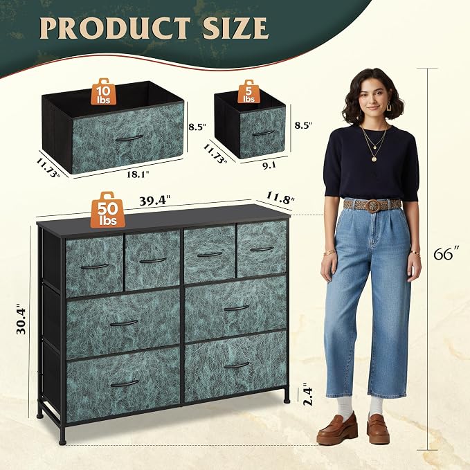 WLIVE Dresser for Bedroom with 8 Drawers, Wide Fabric Dresser for Storage and - Image 3