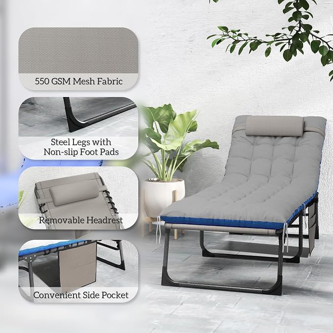 Outsunny Chaise Lounge Chair Outdoor Set of 2, 5-Position Adjustable Outdoor - Image 7