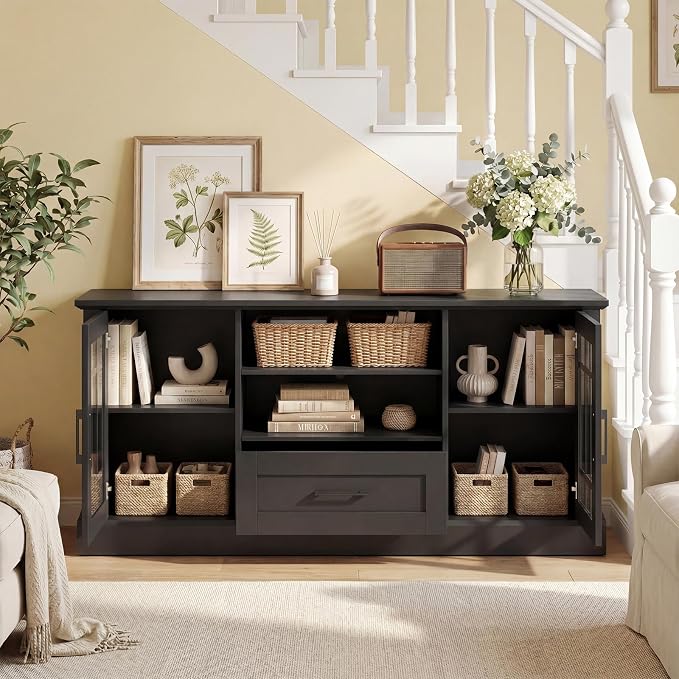 Giantex Farmhouse TV Stand for 65/70 Inch TV, Tall Entertainment Center - Image 4