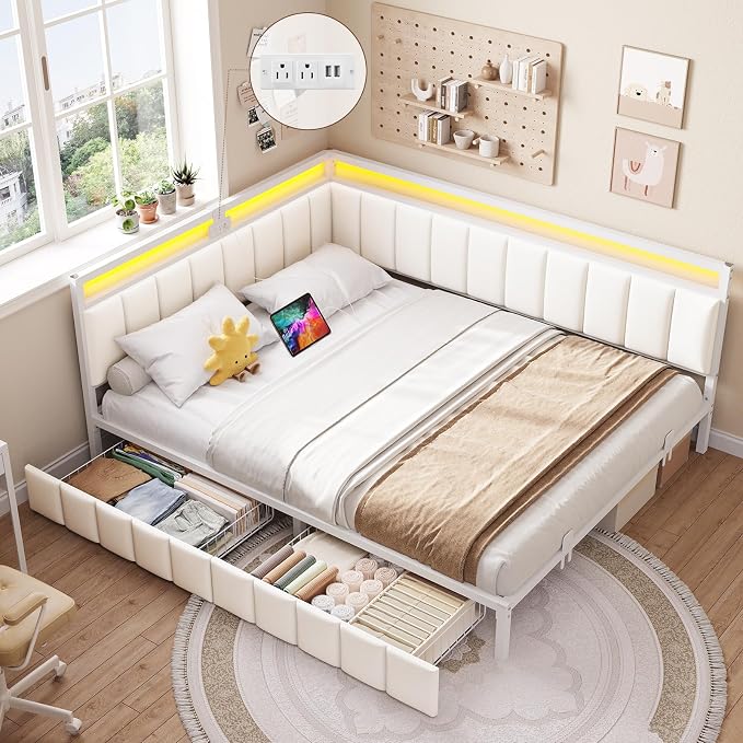 DICTAC Corner Queen Bed Frame by DICTAC