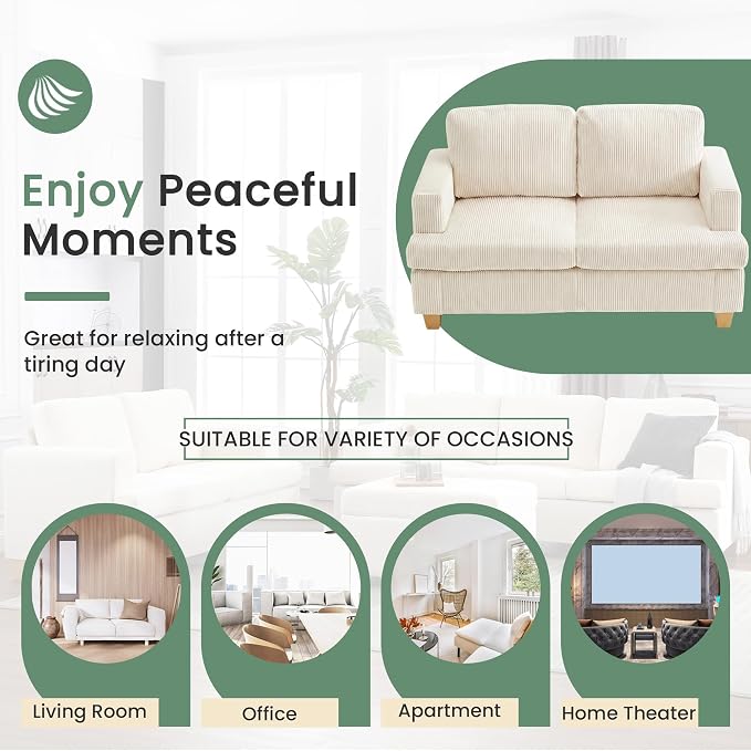 YOUDENOVA 63" Corduroy Sofa Couch Loveseat - Image 5