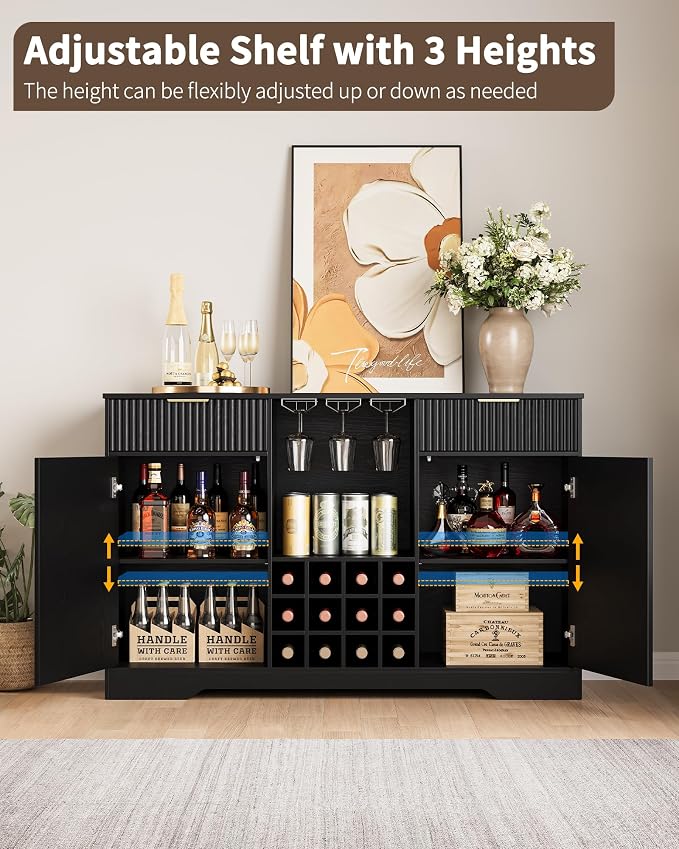 55" Fluted Wine Bar Cabinet - Image 4
