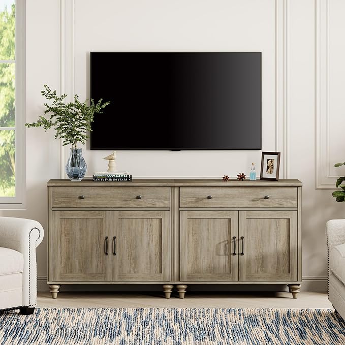 WAMPAT Farmhouse TV Stand for 75 inch TV by WAMPAT