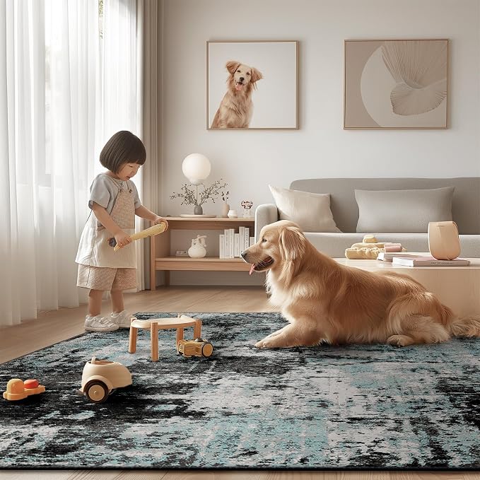 RELEANY Washable Area Rugs 8ft Non-Slip Modern Abstract Soft - Image 6