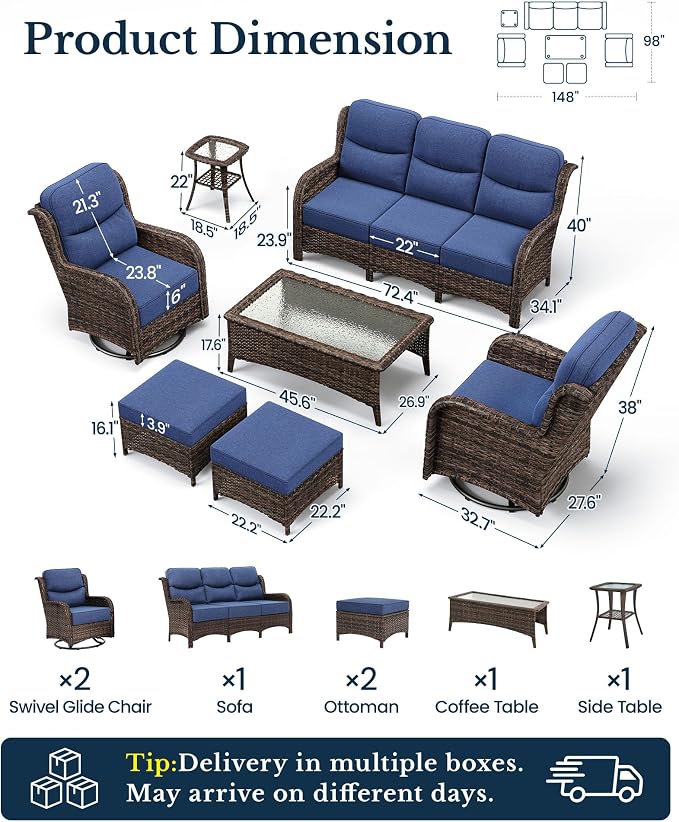 HILLGA 7-Piece Luxury Patio Furniture Set - Image 2