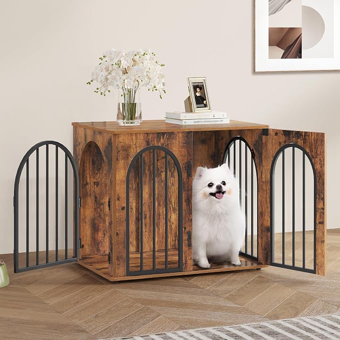 Hzuaneri 26.8'' Wooden Dog Crate Furniture, Indoor Dog Kennel Dogs Cage - Image 3