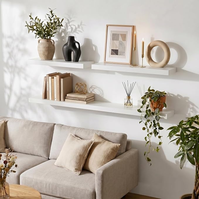 fuqing 20 Inch Floating Shelves | 6.7 Inch Deep White Shelves - Image 2