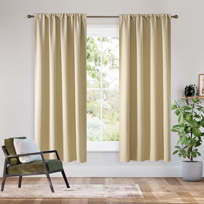 RYB HOME Bedroom Blackout Curtains 54 inches Long, 100% Blackout Thermal by RYBHOME