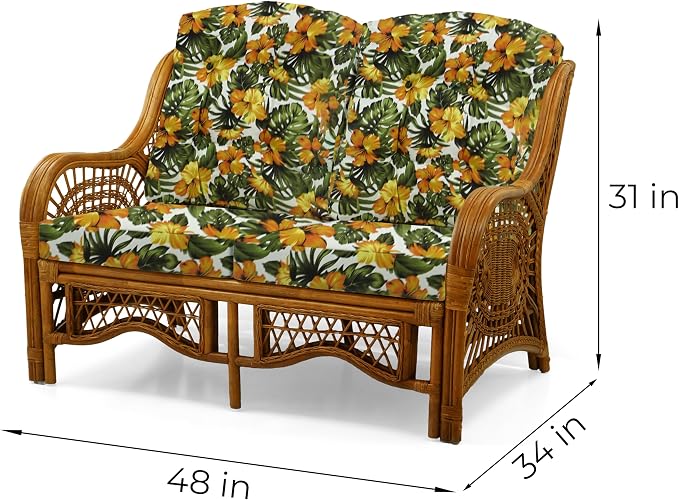 Malibu Lounge Loveseat Sofa Natural Rattan Wicker Handmade Design - Image 2