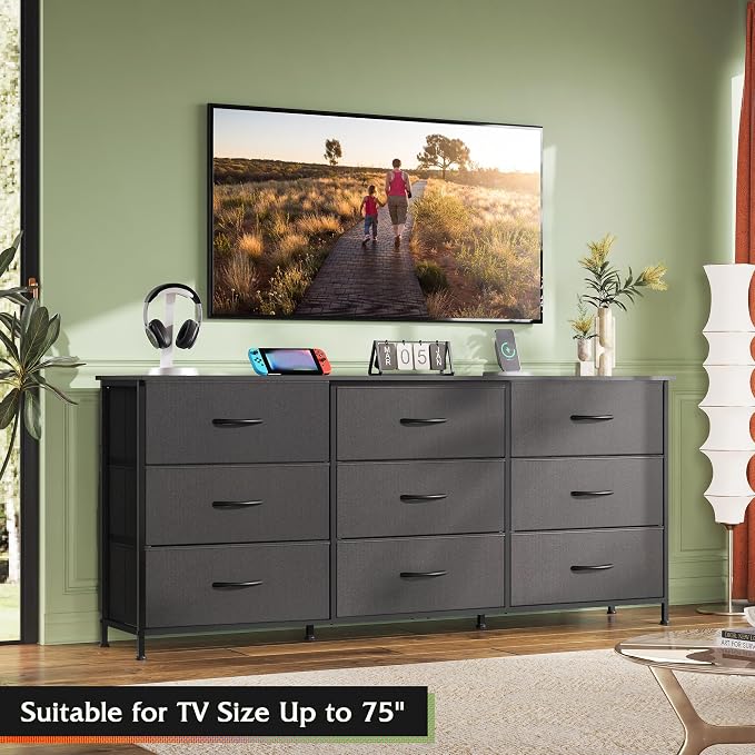 WLIVE 63''W Dresser for Bedroom, 75 inch TV, Wide Chest of Drawers - Image 4