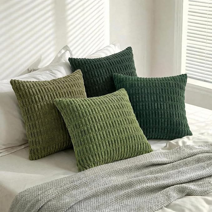 Fancy Homi Set of 4 Green Boho Decorative Throw Pillow Covers 18x18 Inch - Image 8